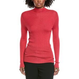 Akris Womens Ribbed Mock Neck Cashmere & Silk-Blend Sweater, Red